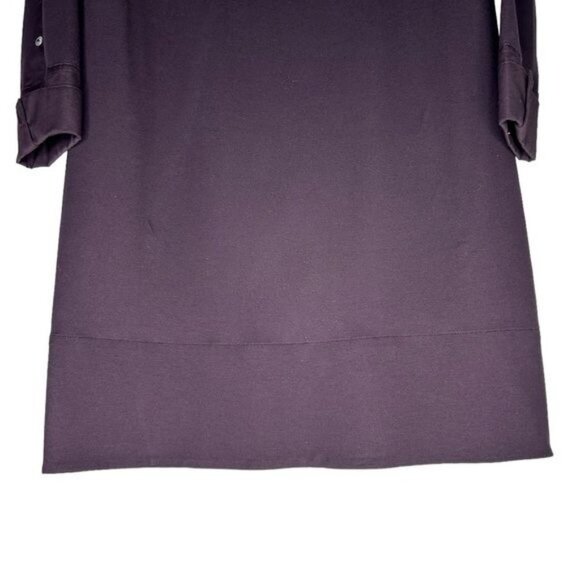 COS Burgundy Long Sleeve Cotton Boatneck Contrast Button Cuff Shift Dress Size M - Picture 6 of 13